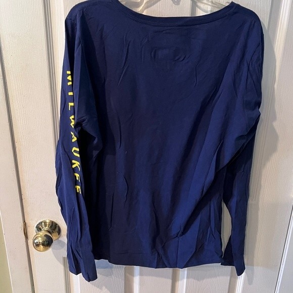 Milwaukee Brewers T-shirt Womens Sz L Fanatics MLB Long Sleeve Tee team baseball - Picture 3 of 6